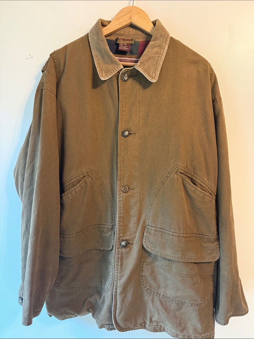 Vintage Canvas Field Jacket with Corduroy Collar